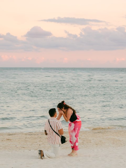 Asking my couples for their engagement story is becoming one of my favorite things ever 😍

I’m so excited to work with A+B next summer and help bring their big day to life! They both just seem to exude joy, I mean look at these pictures 💓 captured by the talented @elsaboscarello 💫

“Bernard and I have been together almost 4 years now, and I told him I wanted to wait until we had been together for at least 3 years before we got engaged 🤣 after we hit the 3 year mark I was like okay… times ticking do you wanna get married or what ?! 

In January we were on a family trip in Cancun, and the night we got engaged my sister had asked if I wanted to dress up and take pictures on the beach during the sunset. We left our room and my sister told me that she was running late and would meet us down at the beach. Bernard and I got down to the sand and he told me that he wanted to take a picture of me facing the sunset, and when I turned around he was on one knee 🥹 I immediately started crying and I think I cried tears of happiness for 2 hours straight lol!

Elsa and my mom and my sister were hiding waiting for us and took the photos. I genuinely had no idea that they were all in on it, and had been in on it for months!!!! Bernard even took my sister and Elsa ring shopping with him 🥹“

Seriously… SO SWEET!! Already looking forward to next June!